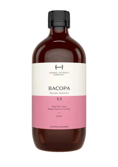 A supplement container of Bacopa 1:1 by Herbal Extract Company