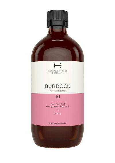 A supplement container of Burdock 1:1 by Herbal Extract Company