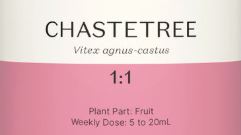 Supplement facts for Chaste Tree 1:1 listing ingredients including Chaste extract, Chaste tree (Vitex agnus-castus)