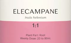 Supplement facts for Elecampane 1:1 listing ingredients including Elecampane