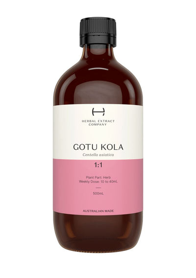 A supplement container of Gotu Kola 1:1 by Herbal Extract Company