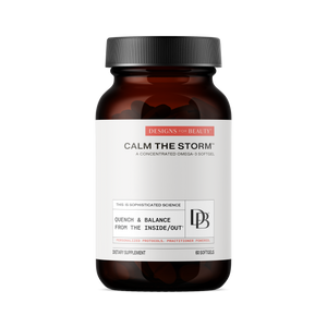 A supplement container of Calm the Storm by Designs for Beauty