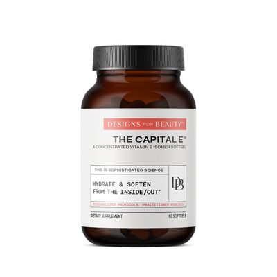 A supplement container of The Capital E by Designs for Beauty