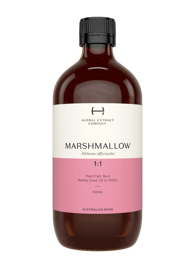 A supplement container of Marshmallow 1:1 by Herbal Extract Company