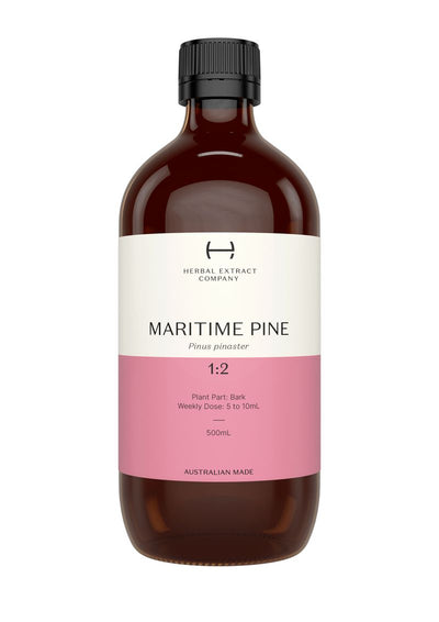 A supplement container of Maritime Pine 1:2 by Herbal Extract Company