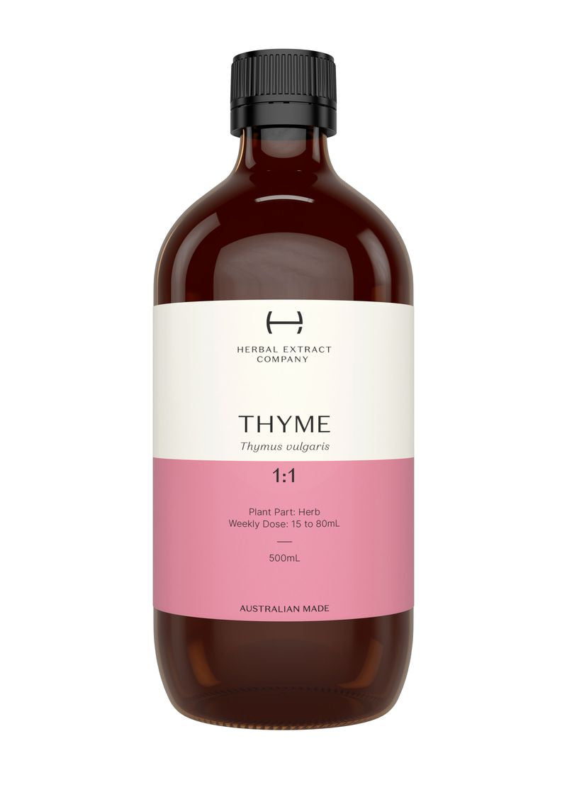 A supplement container of Thyme 1:1 by Herbal Extract Company