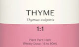Supplement facts for Thyme 1:1 listing ingredients including Thyme (Thymus vulgaris)