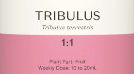 Supplement facts for Tribulus 1:1 listing ingredients including Tribulus (Tribulus terrestris), Tribulus fruit extract (Tribulus terrestris)