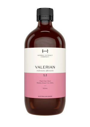 A supplement container of Valerian 1:1 by Herbal Extract Company