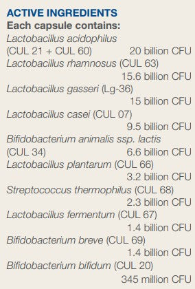 Supplement facts for UB 75 (Discontinued) listing ingredients including Bifidobacterium, Bifidobacterium animalis ssp lactis, Bifidobacterium animalis ssp. lactis, Bifidobacterium animalis ssp. lactis (Bi-04), Bifidobacterium animalis ssp. lactis (CUL34)