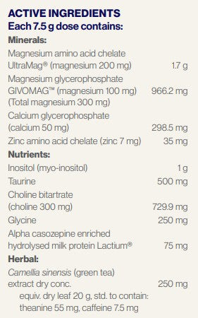 Supplement facts for UM Calm