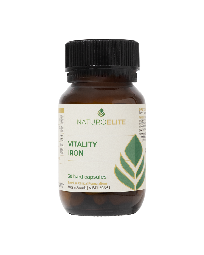 A supplement container of Vitality Iron by NaturoElite
