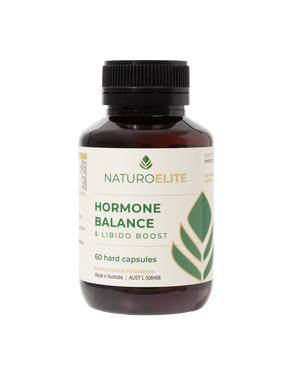 A supplement container of Hormone Balance & Libido Boost by NaturoElite