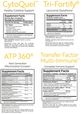 Supplement facts for Foundation Kit (Orange) listing ingredients including Alpha Lipoic Acid, Arabinogalactan, Ascorbyl Palmitate, Bacopa Monnieri, Beta Glucan