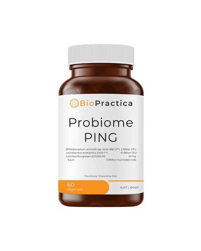 A supplement container of Probiome PING by Bio-Practica