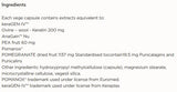 Supplement facts for Skin, Hair & Nails Daily