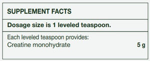 Supplement facts for Creatine Bioactive listing ingredients including Creatine Monohydrate