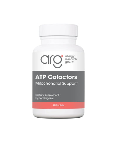 A supplement container of Optimox ATP Cofactors by Allergy Research Group