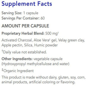 Ingredients: Activated Charcoal, Aloe Vera gel, Velay green clay, Apple pectin, Silica, Humic powder.