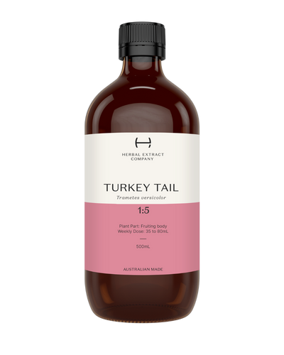 A supplement container of Turkey Tail 1:5 by Herbal Extract Company