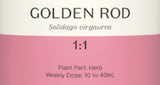 Supplement facts for Golden Rod 1:1 listing ingredients including Goldenrod