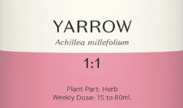 Supplement facts for Yarrow 1:1 listing ingredients including Yarrow