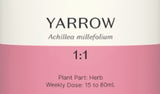 Supplement facts for Yarrow 1:1 listing ingredients including Yarrow