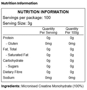 Supplement facts for Creatine Focus+
