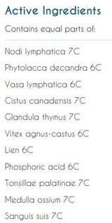 Supplement facts for Organo Immune listing ingredients including Chaste tree (Vitex agnus-castus), Poke Root