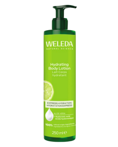 A supplement container of Citrus Hydrating Body Lotion by Weleda