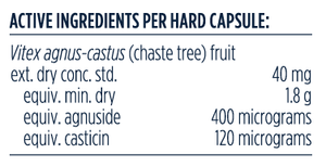 Supplement facts for Premenatone listing ingredients including Chaste extract, Chaste tree (Vitex agnus-castus)