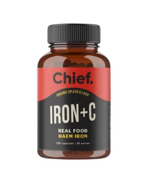 A supplement container of Iron + C by Chief Nutrition