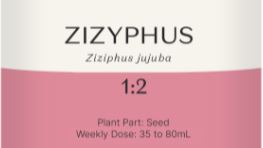 Supplement facts for Zizyphus 1:2 listing ingredients including Jujube (Ziziphus), Jujube seed (Ziziphus jujuba var. spinosa)