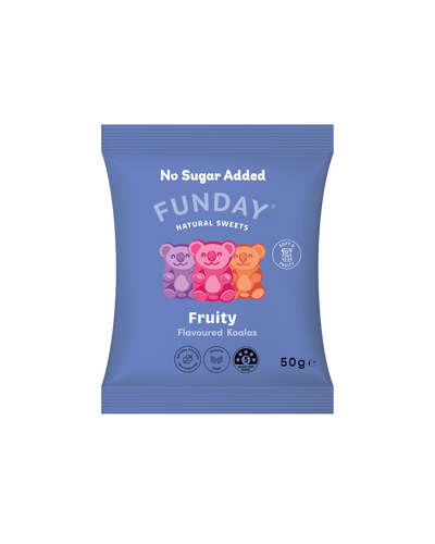 A supplement container of Fruity Gummy Koalas by Funday Natural Sweets