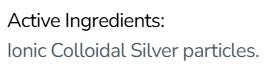 Supplement facts for Colloidal Silver Liquid listing ingredients including Colloidal Silver