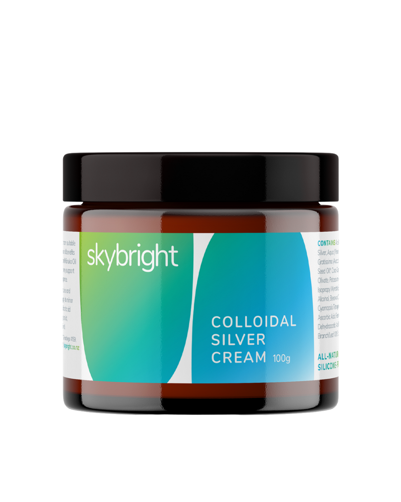 A supplement container of Colloidal Silver Cream by Skybright