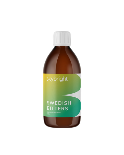 A supplement container of Swedish Bitters by Skybright