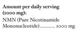 Supplement facts for NMN listing ingredients including NMN, Vitamin B3 Nicotinamide Mononucleotide (NMN)