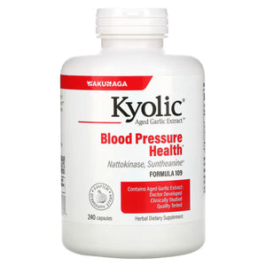 A Supplement container with the name Kyolic Aged Garlic Extract by Wakunaga of America.