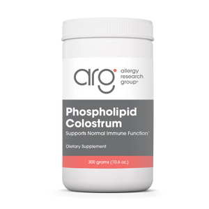 A Supplement container with the name Phospholipid Colostrum by Allergy Research Group.