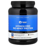 A Supplement container with the name Hydrolyzed ISO-Whey Protein by Designs for Health.