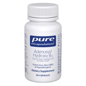 A Supplement container with the name Adenosyl/Hydroxy B12 by Pure Encapsulations.