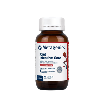 A Supplement container with the name Joint Intensive Care (Formerly Inflavonoid Intensive care) by Metagenics.