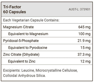 Supplement facts for Tri-Factor by RN Labs