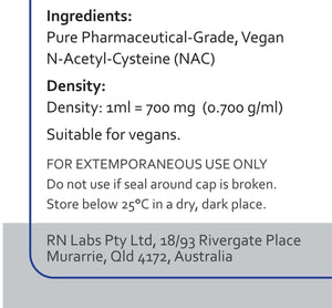 Supplement facts for NAC Powder by RN Labs