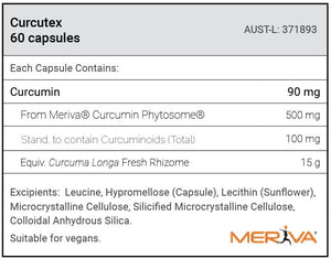 Supplement facts for Curcutex by RN Labs