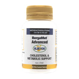 Image of a white supplement bottle that says natheathsoulutions live life to the full. Bergamet advanced cholesterol and metabolic support 60 film coated tablets 