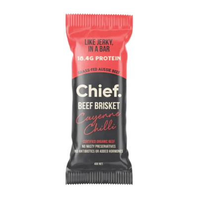 A Supplement bar with the name Chief Beef Brisket (Cayenne Chill) by Chief Nutrition