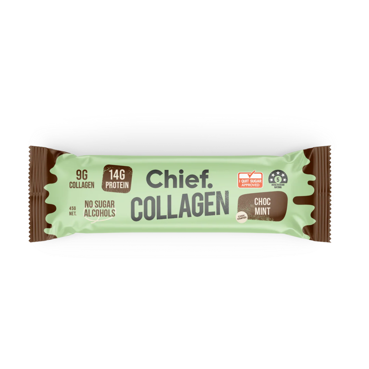 A Bar with the name Collagen Protein Bar (Choc Mint) by Chief Nutrition 