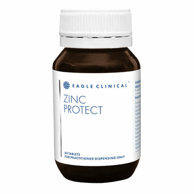 A Supplement container with the name Zinc Protect by Eagle Clinical. 